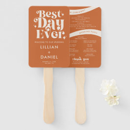 Modern Retro Oranje Wedding Programme Handwaaier