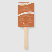 Modern Retro Oranje Wedding Programme Handwaaier (Achterkant)