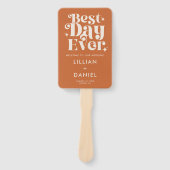 Modern Retro Oranje Wedding Programme Handwaaier (Voorkant)