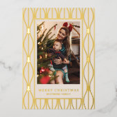 Modern Retro Ornament Pattern Photo Christmas Folie Feestdagenkaart (Voorkant)