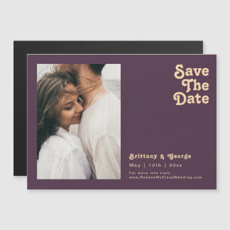 Modern Retro | Paarse horizontale opslag datum Magnetische Uitnodiging