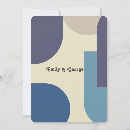 Modern Retro Pastel Groovy Abstracte kunst bruilof Kaart (Achterkant)