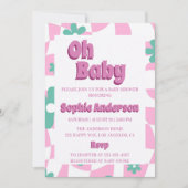 Modern Retro Pastel Oh Baby Shower Invitation Kaart (Voorkant)