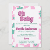 Modern Retro Pastel Oh Baby Shower Invitation Kaart (Voorkant)