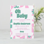 Modern Retro Pastel Oh Baby Shower Kaart (Staand voorkant)