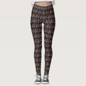 Modern retro patroon bruin leggings (Voorkant)