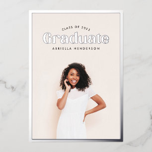 Modern Retro Photo Afstuderen Folie Uitnodiging