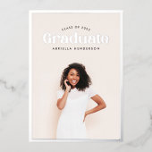 Modern Retro Photo Afstuderen Folie Uitnodiging (Voorkant)