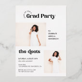 Modern Retro Photo Afstuderen Folie Uitnodiging (Achterkant)