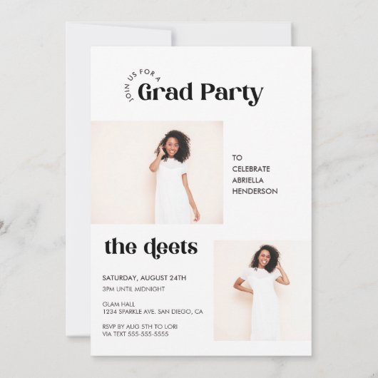 Modern Retro Photo Afstuderen Kaart (Achterkant)