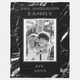 Modern Retro Photo Black White Marble Design Fleece Deken