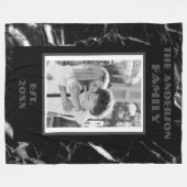Modern Retro Photo Black White Marble Design Fleece Deken (Voorkant (Horizontaal))