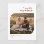 Modern Retro Photo Family Christmas Holiday Briefkaart (Voorkant)
