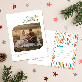Modern Retro Photo Family Christmas Holiday Briefkaart