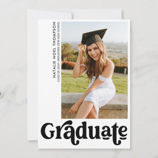 Modern Retro Photo Modern Groovy Cool Afstuderen Aankondiging (Voorkant)