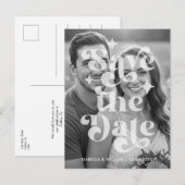 Modern Retro Photo Wedding Save The Date Aankondigingskaart (Voorkant / Achterkant)