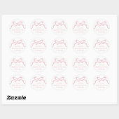 Modern Retro Pink Bows Baby Birth Announcement  Ronde Sticker (Vel)