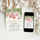 Modern Retro Pink Christmas Party Invitation Kaart