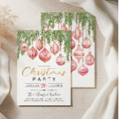 Modern Retro Pink Christmas Party Invitation Kaart