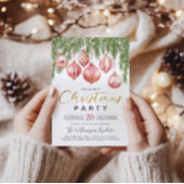 Modern Retro Pink Christmas Party Invitation Kaart