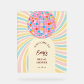 Modern Retro Pink Disco Ball Vrijgezellenfeest Wel Acryl Bord (Voorkant)