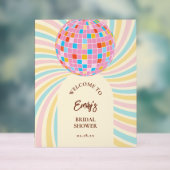 Modern Retro Pink Disco Ball Vrijgezellenfeest Wel Acryl Bord (Neutraal)