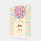 Modern Retro Pink Disco Ball Vrijgezellenfeest Wel Acryl Bord (Hoek)