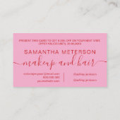 Modern Retro Pink Red Makeup Beauty Loyalty Kortingskaartje (Achterkant)