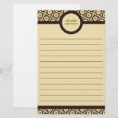 Modern Retro Polka Dot Lined Custom Personal Briefpapier (Voorkant / Achterkant)