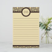 Modern Retro Polka Dot Lined Custom Personal Briefpapier (Staand voorkant)