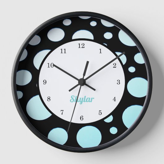 Modern Retro Polka-stippen Blue White en Black (Voorkant)