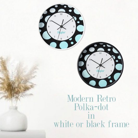 Modern Retro Polka-stippen Blue White en Black