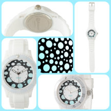 Modern Retro Polka-stippen Blue White en Black