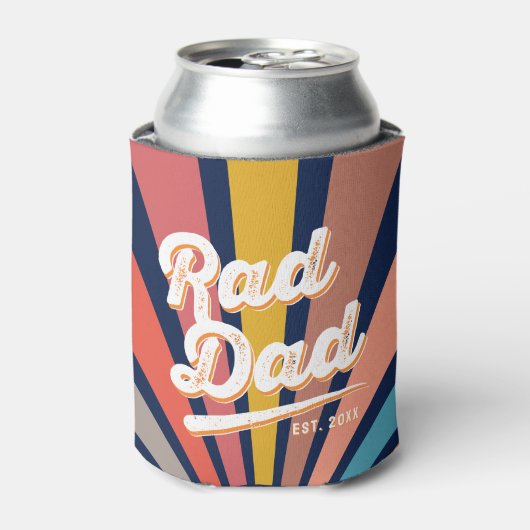 Modern Retro Rad Dad Fun regenboog Blikjeskoeler (Blikje Voorkant)