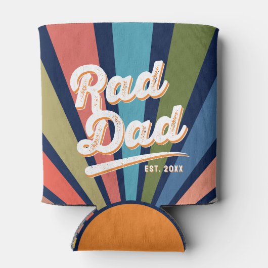 Modern Retro Rad Dad Fun regenboog Blikjeskoeler (Achterkant)