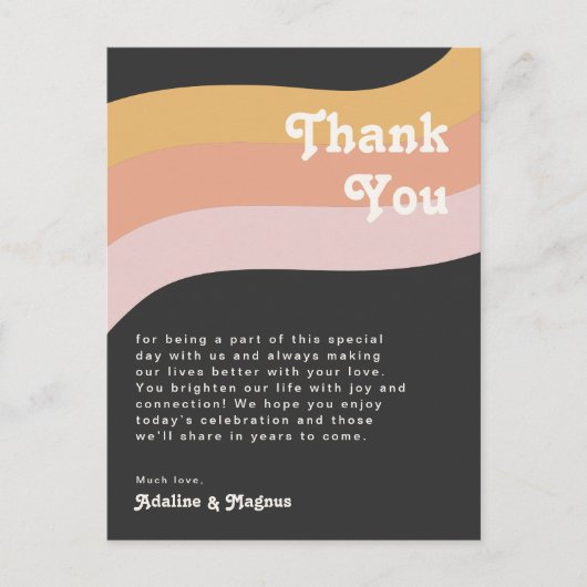 Modern Retro Rainbow Donk Tabel Dank u wel Briefkaart (Voorkant)