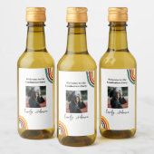 Modern Retro Rainbow Graduation Wine Bottle Label Wijn Etiket (Flessen)