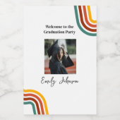 Modern Retro Rainbow Graduation Wine Bottle Label Wijn Etiket (Enkel label)