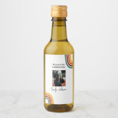 Modern Retro Rainbow Graduation Wine Bottle Label Wijn Etiket (Voorkant)