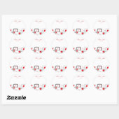 Modern Retro Red Cherry Squares Wedding Sticker (Vel)
