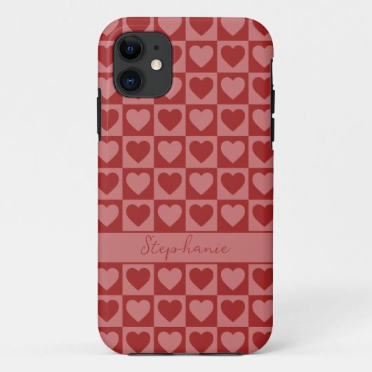 Modern Retro Red en Roze minimalistisch hartpatroo Case-Mate iPhone Case (Achterkant)