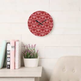 Modern Retro Red en Roze minimalistisch hartpatroo Grote Klok