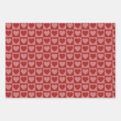 Modern Retro Red en Roze minimalistisch hartpatroo Inpakpapier Vel (Voorkant)