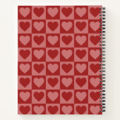 Modern Retro Red en Roze minimalistisch hartpatroo Notitieboek (Achterkant)