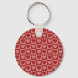 Modern Retro Red en Roze minimalistisch hartpatroo Sleutelhanger