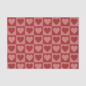 Modern Retro Red en Roze minimalistisch hartpatroo Tissuepapier (Voorkant)