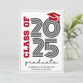 Modern Retro rood zwart Afstudeerder Aankondiging (Staand voorkant)