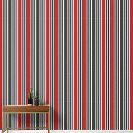Modern Retro  Rood Zwart Grijs Strepen Behang