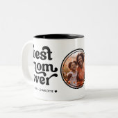 Modern Retro Round Photo Best Mam Ever Tweekleurige Koffiemok (Voorkant links)