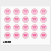 Modern Retro Roze Vetgedrukte Typografie Afstudere Ronde Sticker (Vel)